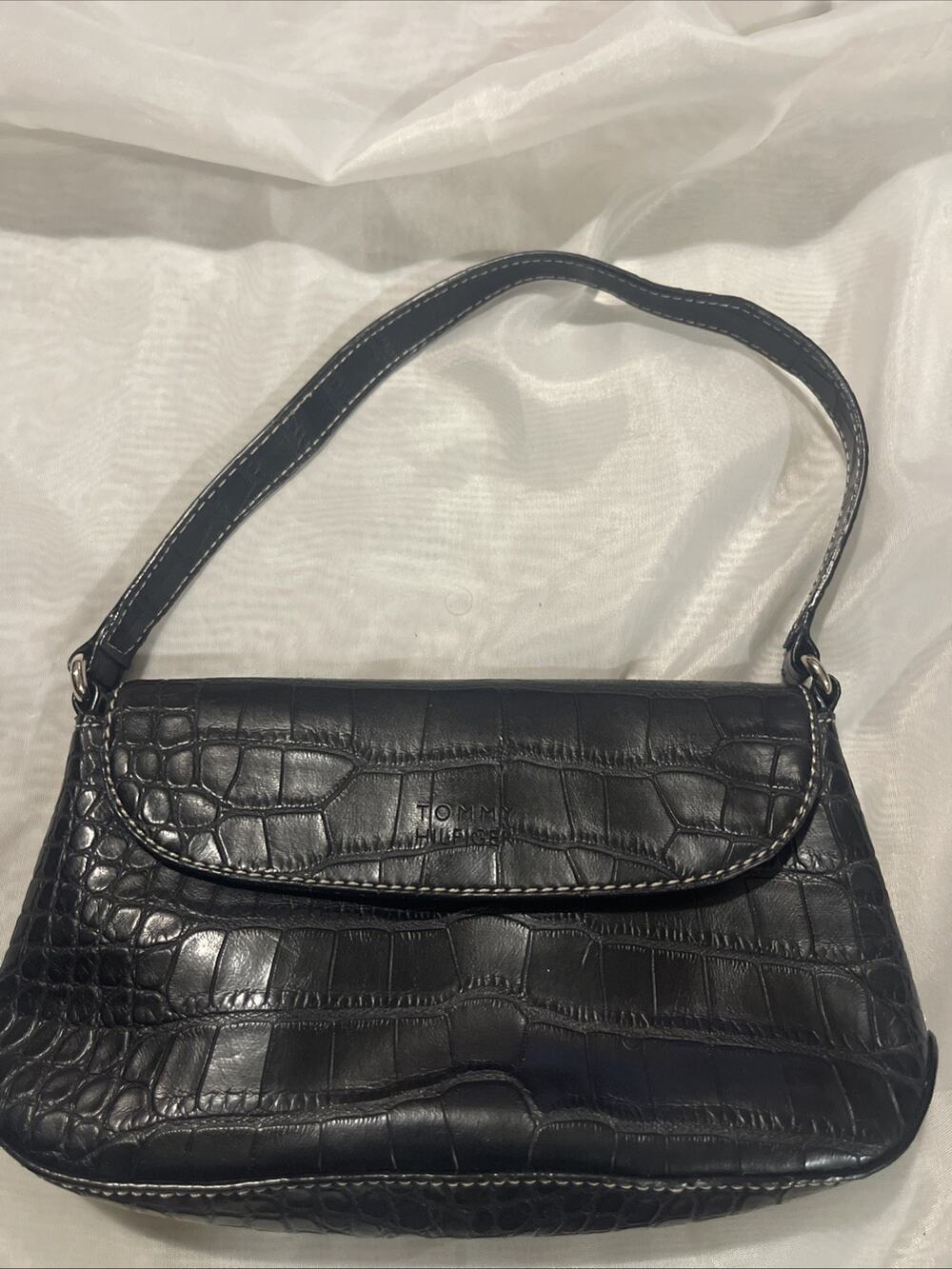 Tommy Hilfiger Black Arm Bag Hand Bag Purse Y2K 90s Vintage